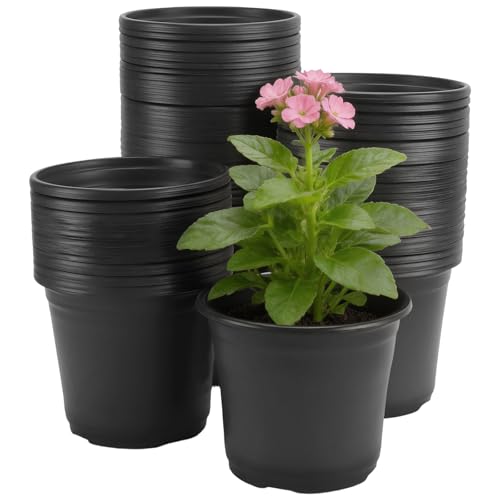 KINJOEK 160 Packs 6 Inch Plant Nursery Pots,0.5 Gallon Plastic Nursery Flower Plant Pots Container Seed Starting Planter Nursery Pots for Seedlings Transplants Indoor Outdoor, Garden Yard, Black - color: Black, size: 160 Packs 6 Inches Plant Pots