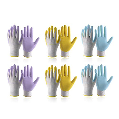HANDLANDY 2/3/6 Pairs Womens Gardening Gloves, Garden Gloves for Women - color: Blue & Yellow & Violet (6 Pairs), size: Small