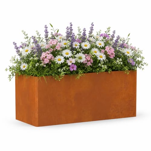 Cyayit Outdoor Rectangular Corten Steel Planter Box, 31.5x15.75x15.75 Inch - color: Rust, size: 31.5 x 15.7 x 15.7 in
