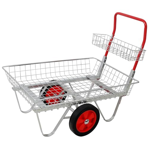 Heavy Duty Garden Centre Trolley, 330lbs Capacity Garden Utility Cart with 11-Inch Solid Rubber Wheels, Rolling Storage Trolley for Outdoor Patio Yard Lawn Gardening Tools
