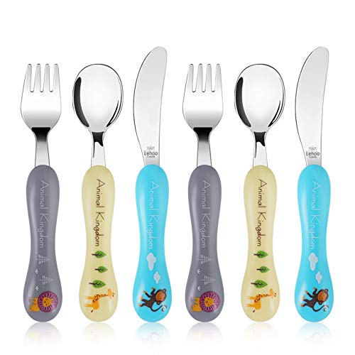 Lehoo Castle Toddler Utensils, 6-Pieces Kids Silverware Set (Animals) - color: Gray
