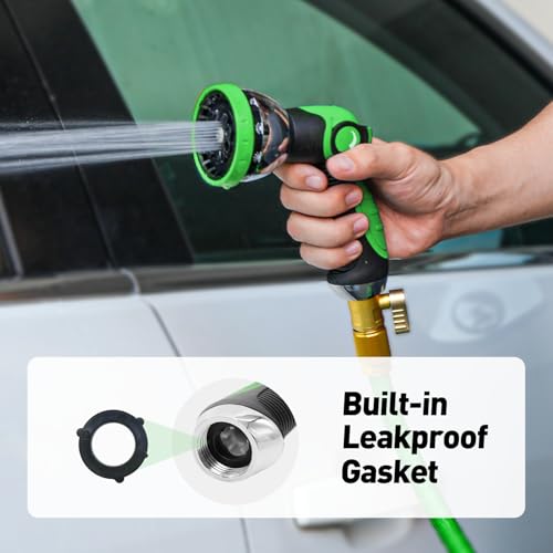 Besiter Garden Hose Nozzle Sprayer: 2 Pack 10 Watering Patterns Spray Nozzles Heavy Duty Metal Hose Head Hose Attachment, Thumb Control On Off Valve - color: Bluegreen