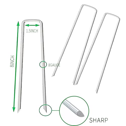 Landscape Staples 8 inch Ground Staples 8 Gauge for Lawn, 16Pack - size: 8 Inch