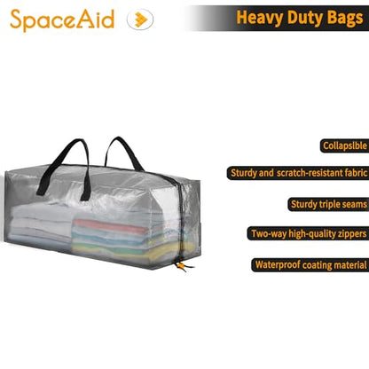 SpaceAid Heavy Duty Moving Bags, Extra Large Storage Totes W/Backpack Straps Strong Handles & Zippers, Alternative to Moving Boxes, Packing & Moving Supplies, Clear (8 Pack) - color: Clear, size: 8 Pack