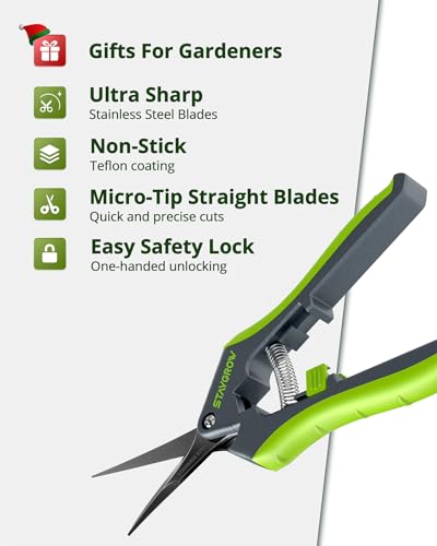 Gardening Scissors, Sharp Plant Trimming Scissors 2 Pack - size: 6.5 Inch Straight & 8.5" Bypass