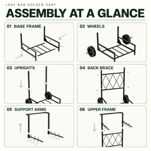 Leaf Bag Holder Cart with Wheels, 2-in-1 Heavy Duty Hand Truck