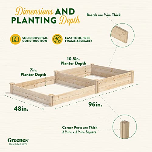 Greenes Fence Original Pine Raised Garden Bed, 4' x 8' x 7-10.5" - Made in USA with American Pine - size: 4' W x 8' L x 7-10.5" H