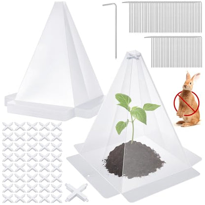 Reusable Plastic Garden Cloches, 7.8" x 11" Mini Greenhouse, 1.2mm Thick Clear Bell Covers with Metal Stakes Against Sun, Frost, Snails, Plant Protector (40pcs-Clear) - size: 40pcs-clear
