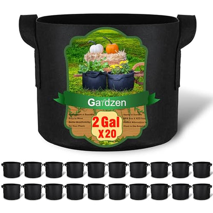 Gardzen 20-Pack 2 Gallon Grow Bags, Aeration Fabric Pots with Handles, Heavy Duty Plant Bags for Plants - size: 2 Gallons