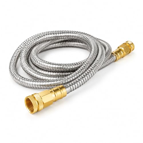 10FT 304 Stainless Steel Garden Hose, 3/4 GHT Brass Fittings - size: 10FT