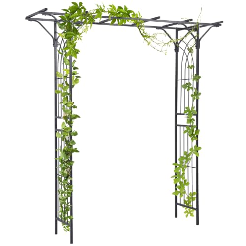 Outsunny 82'' Decorative Metal Garden Trellis Arch Durable Steel Tubing