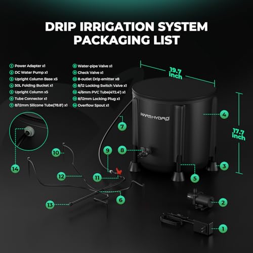 MARS HYDRO Auto Drip Irrigation Kits with 13 Gallon Foldable Bucket