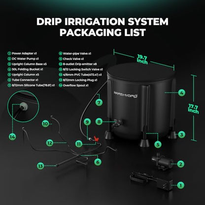 MARS HYDRO Auto Drip Irrigation Kits with 13 Gallon Foldable Bucket