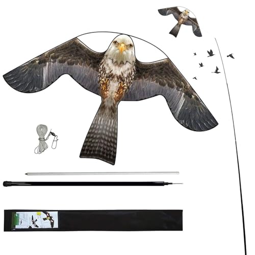 Bird Scare Flying Kite with 4m Pole Has The Effect of Scaring Birds-Type B - color: grey