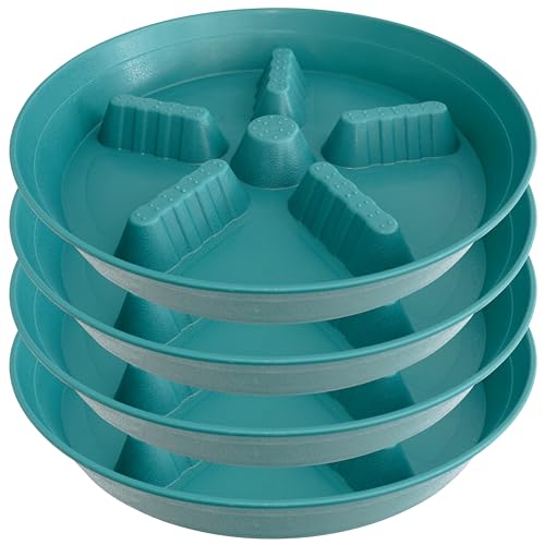 4 Pack Plant Saucer 12 inch, 8 10 14 17 inch, Plant Stand Plastic Plant Saucers for Indoors Outdoor, Heavy Duty Flower Saucers for Potted Plants, Pot Saucers for Plants, Grow Bags Saucers - color: Forest_Blue, size: 12"-4 Pack