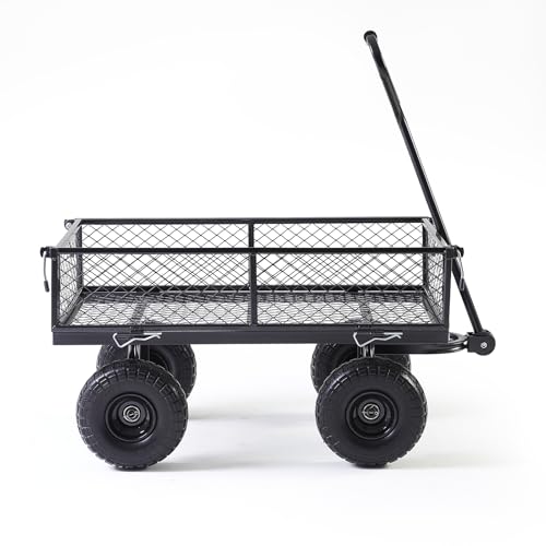 Heavy Duty Garden Wagon Cart 660 LBS, Steel Utility Cart with Removable Sides & All-Terrain 10" Solid Wheels, 180° Rotating Handle for Outdoor Gardening & Multi-Surface Use - size: 660LBS Cart