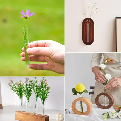 30Pcs 15ml Clear Plastic Test Tubes for Plant Propagation, Hydroponic Flower Vases, Round Bottom Tubes for Science Experiments, Candy Beads Storage, Home Office Wall Decor (5.9", 0.63" Dia)