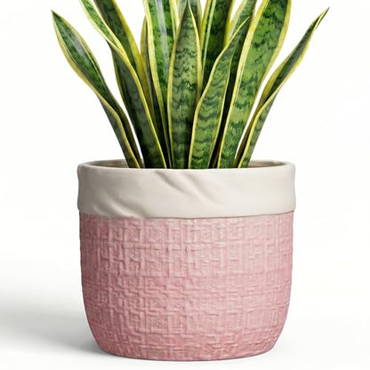 Ceramic Plant Pots, 8 Inch Planter, Round Pots for Plants, Pink - color: Pink, size: 8 Inch