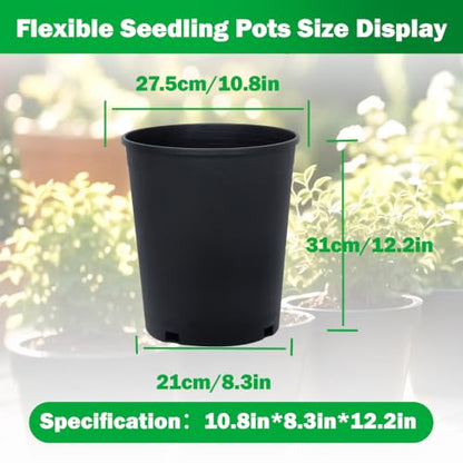 10 Packs 5 Gallon Flexible Nursery Pot Plastic Gallon Pots for Plants Suitable for Indoor and Outdoor - size: 10 Pcs 5 Gallon