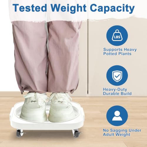 2 Pack 11'' Heavy Duty Rolling Plant Caddy with Wheels, White - color: White