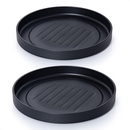 Phoenix Vine 12 Inch Plastic Plant Saucer Water Drip Tray, Heavy Sturdy Round Plant Drainage Tray for Indoors Outdoor, Set of 2, Matte Black, 21-TY-12B-2 - size: 12"