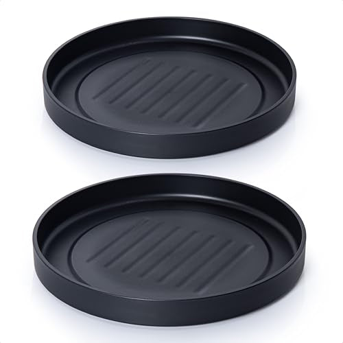 Phoenix Vine 12 Inch Plastic Plant Saucer Water Drip Tray, Heavy Sturdy Round Plant Drainage Tray for Indoors Outdoor, Set of 2, Matte Black, 21-TY-12B-2 - size: 12"