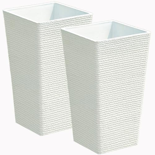 2 Sets Tall White Planters for Porch Patio,Front Door Decor 21" H - color: White