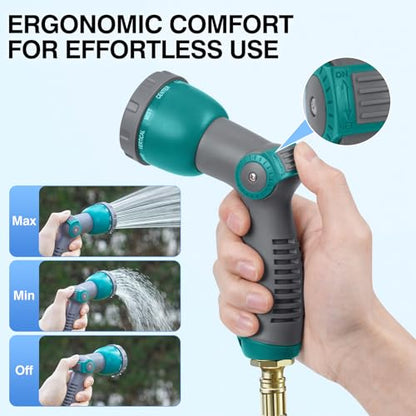 Garden Hose Nozzle, Thumb Control Water Hose Nozzle, Hose Sprayer Nozzle with 10 Adjustable Patterns, Spray Nozzles for Garden Hose, Hose Sprayer for Plants, Lawn, Garden, Car, Pet