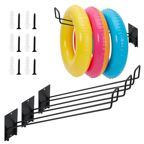 3 Pcs Pool Float Storage Holder, 16.5 Inch Wall Mount Pool Float Organizer Storage Rack with Hangers for Swimming Ring, Towel, Tools & More Storage Indoor Outdoor Space-Saving (Oblique angle) - style: Beveled style
