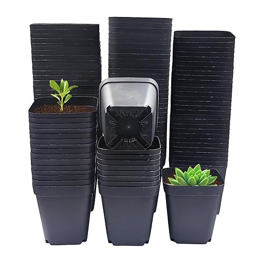 RooTrimmer Square Nursery Pots with Drainage Holes, 2.75 Inch, 120 Pack - color: Black, size: 2.7 Inch - 120pk
