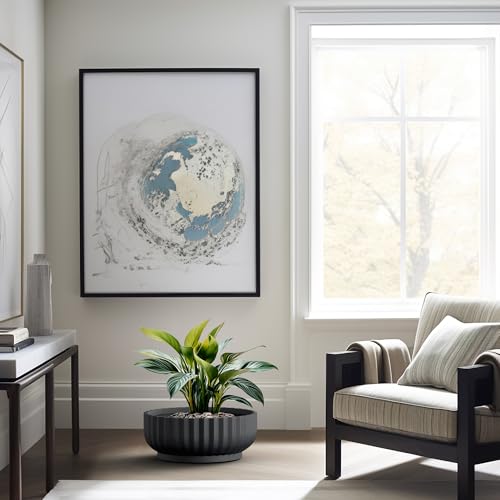 Kante Large Round Shallow Black Concrete Planter 20.9" Dia, Outdoor - color: Black, size: 20.9"w x 8.3"h