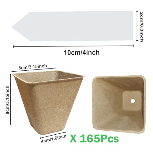 Peat Pots, 165 Pack 3.15 Inch Seed Starter Pots for Seedlings - size: 165 Pcs