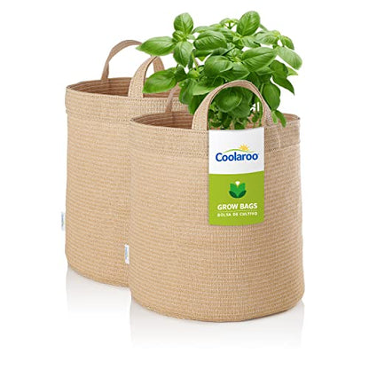Coolaroo 2-Pack 5 Gallon Heavy Duty Plant/Vegetable/Herb/Fruit Breathable Fabric Grow Planter Pot Bags with Handles, Desert Sand - color: Desert Sand, size: 2 Pack, style: 5 Gallon