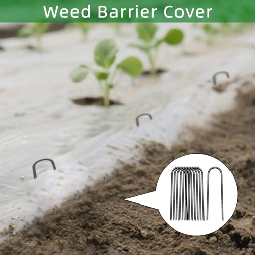 6 inch 25 Pack U Shape Green Garden Stakes,11 Gauge Garden Pins,U-Shaped Tent Stakes,Galvanized Landscape Staples for Yard Lawn,Tube, Landscape Fabrics,Irrigation Hose and Weed Barriers - color: green, size: 6in