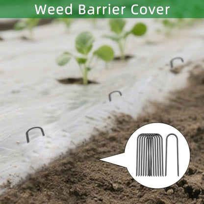 6 inch 25 Pack U Shape Green Garden Stakes,11 Gauge Garden Pins,U-Shaped Tent Stakes,Galvanized Landscape Staples for Yard Lawn,Tube, Landscape Fabrics,Irrigation Hose and Weed Barriers - color: green, size: 6in