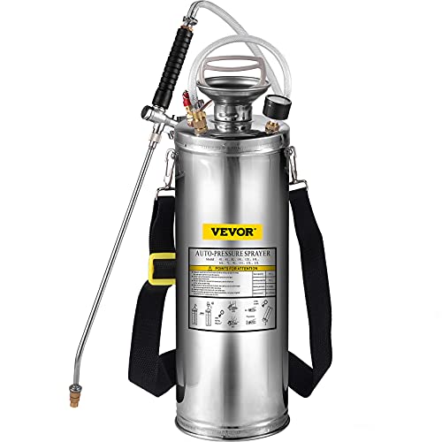 Happybuy 3 Gallon Stainless Steel Sprayer, 20" Wand & 3FT Reinforced Hose, Hand Pump Sprayer with Pressure Gauge, Safety Valve & Adjustable Nozzle, Weed Sprayers for Lawn, Gardening & Sanitizing - size: 3 Gallon
