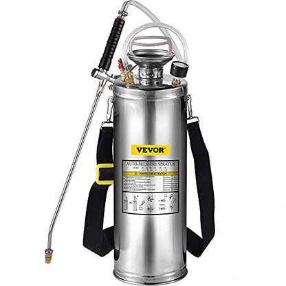 Happybuy 3 Gallon Stainless Steel Sprayer, 20" Wand & 3FT Reinforced Hose, Hand Pump Sprayer with Pressure Gauge, Safety Valve & Adjustable Nozzle, Weed Sprayers for Lawn, Gardening & Sanitizing - size: 3 Gallon
