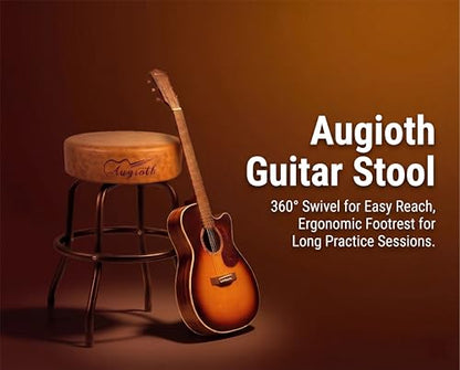 Rotatable Guitar Stool GT-22, Footrest Support, Leather, Brown