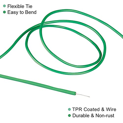 Soft Plant Ties, Garden Ties TPR Flexible Durable Heavy Duty Twist Wire for Twine Tomato Branches Vines and Tying Up Cable Wires (Green) (50ft, 0.2in) - size: 50ft