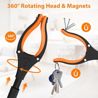 2-Pack 43" Extra Long Grabber Reacher Tool (Blue+Orange) - size: 2-Pack of 43In