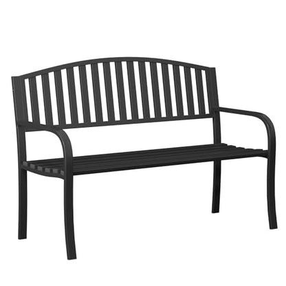 50" Outdoor Bench, Heavy-Duty Metal Frame Graden Bench, Weatherproof Patio Park Bench for Front Porch, Park, Yard, Patio - size: Rectangle