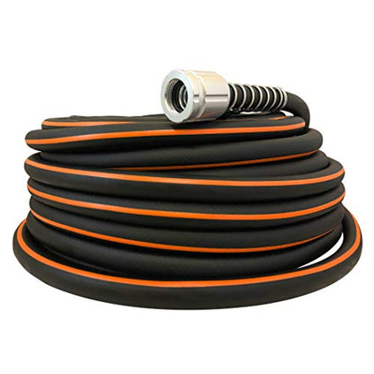 Flexon Flextreme Pro 5/8" x 100ft Performance Rubber Garden Hose – Heavy-Duty, Kink-Resistant, All-Weather Flexibility, Industrial-Grade Couplings, Durable Outdoor Watering Hose for Lawn & Garden - size: 100 Feet
