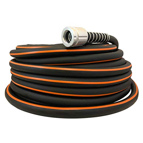 Flexon Flextreme Pro 5/8" x 100ft Performance Rubber Garden Hose – Heavy-Duty, Kink-Resistant, All-Weather Flexibility, Industrial-Grade Couplings, Durable Outdoor Watering Hose for Lawn & Garden - size: 100 Feet