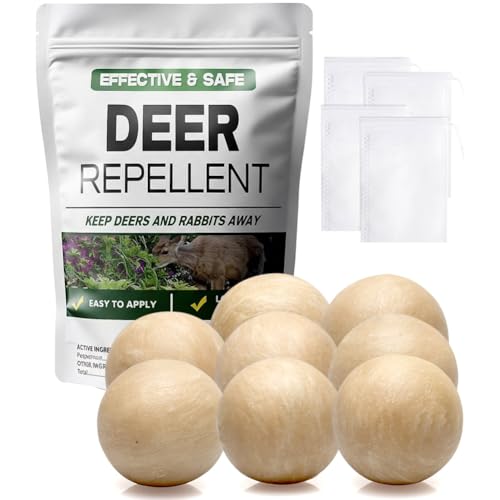 LAQDECDV Deer Repellent, Rabbit Repellent Outdoor, Deer Deterren for Yard & Garden, Bunny Repellent Balls, Keep Deer, Elk, Moose Away from Plant/Tree, Deer & Rabbit Repellant, 90 Days Protection-8P - size: 1.4 Ounce (Pack of 8)