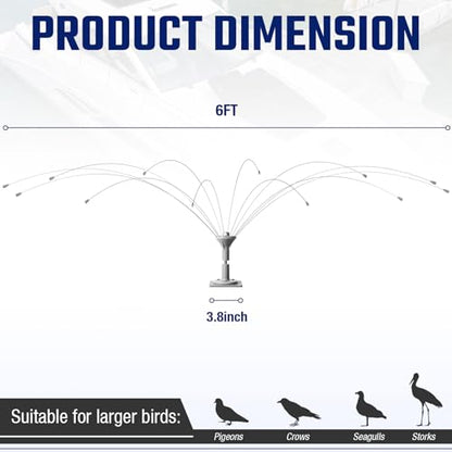 Salcod Bird Deterrent Outdoor, 360° Wind-Powered Stainless Steel Rods, 6ft - size: 6 ft