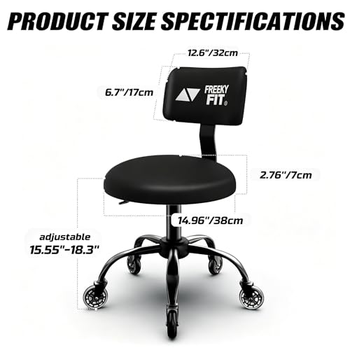 Rolling Shop Stool with Wheels,Mechanic Garage Short Stool Chair with Adjustable Height 15.55"-18.3",Heavy Duty Swivel Roller Seat for Garage,Salon and Tattoo Beauty, Black - color: Adjustable Black