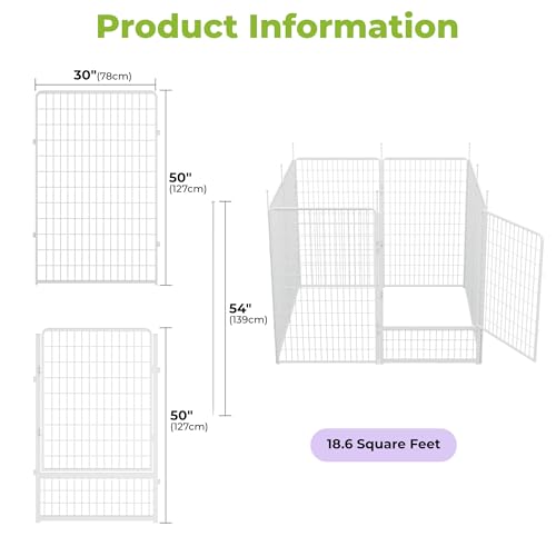 SunsGrove Garden Fence with Gate 50 in(H) x 20.5 ft(L) 8 Panels, Heavy Duty Metal Animal Barrier for Dog and Rabbit, Garden Fencing, Easy Set Up, White - color: White, size: 50 in(H) x 20.5 ft(L) 7 Panels +1 Gate