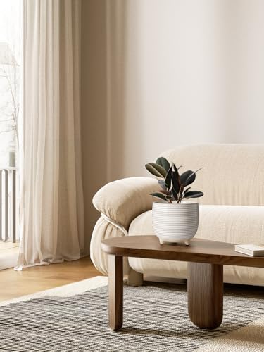 LE TAUCI Ceramic Plant Pots, 5.1 + 6.4 Inch, Set of 2, Reactive Glaze White - color: Reactive Glaze White