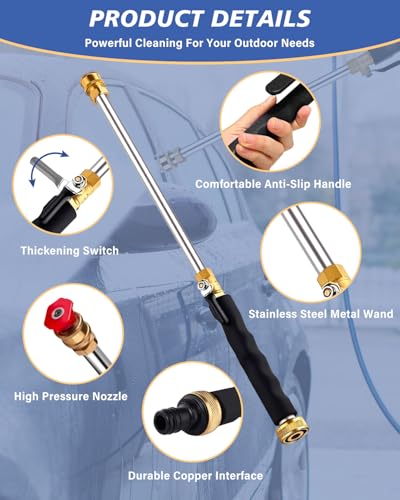 Jet Nozzle Power Washer for Garden Hose, High Pressure Hose Nozzle - color: Black