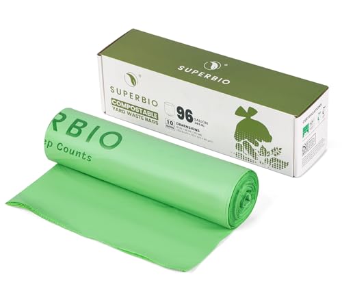 SUPERBIO 96 Gallon Compostable Yard Waste Bags - style: 96 gallon,10 count